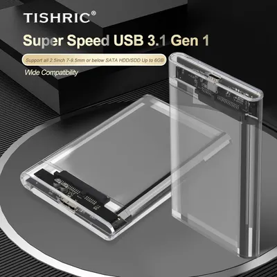 TISHRIC Transparent HDD Fall Caddy Box HDD Gehäuse 2 5 SSD SATA Zu USB 3 0 Typ-C 3 1 Adapter Externe