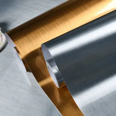 DIY metall dekorative tapete schälen und film gebürstet silber edelstahl PVC vinyl wasserdicht haushalt kühlschrank aufkleber Image