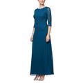 Alex Evenings Damen Long Mock Dress with Full Skirt (Petite and Regular Sizes) Kleid für besondere Anlässe, pfau, 38