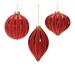 Set of 6 Red Ribbed Mercury Glass Onion, Ball and Drop Christmas Ornaments 6"