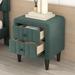 Upholstered Wooden Nightstand with 2 Drawers,Fully Assembled Except Legs and Handles,Velvet Bedside Table