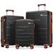 Luggage Sets of 3 Piece Carry on Luggage, Hard Case Luggage Expandable Checked Luggage Suitcase Set with Spinner Wheels, Black