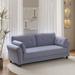 Velvet Upholstered Loveseat Sofa Track Arms Sofa with Nail Head Trim Backrest