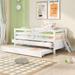 Twin Low Loft Bed with Trundle & Storage Drawers, Solid Wood Bedframe w/Full Safety Fence, Climbing Ladder for Girls Boys, White