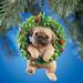 Hand Painted Pet-In-Wreath Hanging Christmas Tree Ornament - 5.500 x 4.000 x 4.000