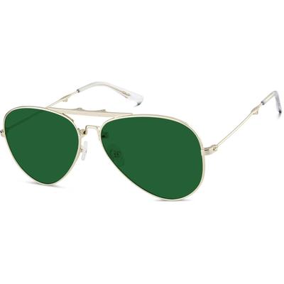 Zenni Aviator Rx Sunglasses Gold Stainless Steel Full Rim Frame