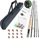 TOPFORT Fly Fishing Rod and Reel Combo Starter Kit, 4 Piece Lightweight Ultra-Portable Graphite Fly Rod Complete Starter Package with Carrier Bag (5/6# 2.7m Fly Fishing Rod and Reel Combo)