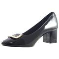 Lotus Womens Aubrey Patent Slip-On Block Heeled Pump Shoes ULS443BP 3 UK Black