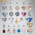 Volayer 925 Sterling Silver Beads Heart & Mum Heart & Dog Double Birthday Gift Box Dangle Charms fit