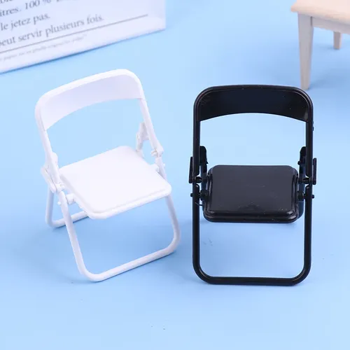 1:12 puppenhaus Miniatur Schwarz Weiß Mini Stuhl Klappstuhl Sessel Modell Für Puppe Haus Decor