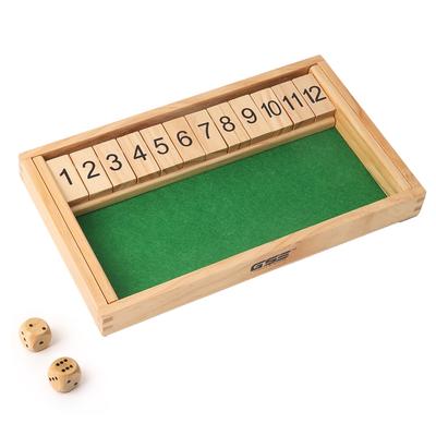 GSE™ Wooden 12 Number Shut The Box Dice Game Set for Family Game Night, Dice Table Games, Bar Games