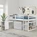 Twin Low Study Twin Loft Bed Wood Loft Bed Frame with Desk & Storage