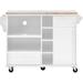 Kitchen Floor Standing Buffet Server Sideboard with Storage Cabinet and 2 Locking Wheels,Solid Wood Desktop,Microwave Cabinet