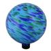 10" Blue and Green Swirled Glass Outdoor Patio Garden Gazing Ball