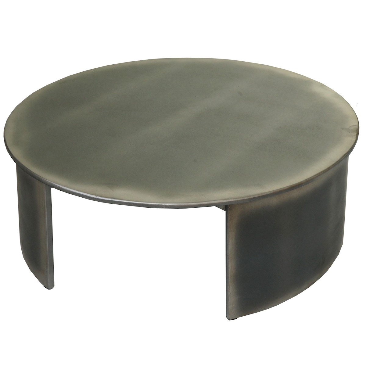 Mendler Couchtisch HWC-L74, Beistelltisch Wohnzimmertisch, MVG-zertifiziert Industrial, rund Ø80cm, Metall-Optik gebürstet Image