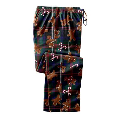 Men's Big & Tall Novelty Print Flannel Pajama pants by KingSize in Gingerbread Man Plaid (Size 6XL) Pajama Bottoms