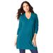 Plus Size Women's CashMORE Collection V-Neck Sweater by Roaman's in Deep Teal (Size 34/36)