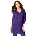 Plus Size Women's CashMORE Collection V-Neck Sweater by Roaman's in Midnight Violet (Size 14/16)