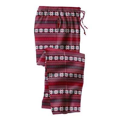Men's Big & Tall Microfleece Pajama Pants by KingSize in Burgundy Fair Isle (Size 5XL) Pajama Bottoms