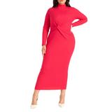 Plus Size Women's Twist Detail Ribbed Dress by ELOQUII in Bright Rose (Size 18/20)