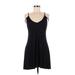 Aqe Fashion Casual Dress - Mini V Neck Sleeveless: Black Print Dresses - Women's Size Small