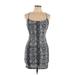 Tiger Mist Casual Dress - Bodycon Scoop Neck Sleeveless: Black Snake Print Dresses - Women's Size Large