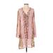 Casual Dress - Shift V Neck Long sleeves: Pink Dresses - Women's Size 2