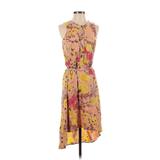 Plenty By Tracy Reese Casual Dress - High/Low Tie Neck Sleeveless: Yellow Print Dresses - Women's Size P
