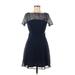ASOS Casual Dress - A-Line Boatneck Short sleeves: Blue Print Dresses - Women's Size 6