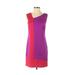 Nicole Miller Collection Casual Dress - Sheath V Neck Sleeveless: Purple Print Dresses - Women's Size 4