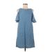 Chelsea28 Casual Dress - Shift Crew Neck Short sleeves: Blue Print Dresses - Women's Size 6