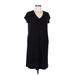 Simply Vera Vera Wang Casual Dress - Shift V Neck Short sleeves: Black Print Dresses - Women's Size Medium