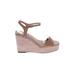 Steve Madden Wedges: Pink Print Shoes - Women's Size 7 1/2 - Open Toe