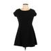 Ambiance Apparel Casual Dress - A-Line Scoop Neck Short sleeves: Black Print Dresses - Women's Size Large