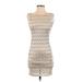 Gabriella Rocha Casual Dress - Mini: Ivory Chevron/Herringbone Dresses - Women's Size 3