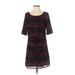 Casual Dress - Shift: Purple Tweed Dresses - Women's Size P Petite