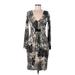 Ronen Chen Casual Dress - Sheath V Neck Long sleeves: Gray Floral Dresses - Women's Size 6