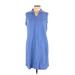 Tommy Hilfiger Casual Dress - Shirtdress: Blue Dresses - Women's Size Large