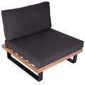 Mendler Lounge-Sessel HWC-H54, Garten-Sessel, Spun Poly Akazie Holz MVG-zertifiziert Aluminium ~ hellbraun, Polster dunkelgrau