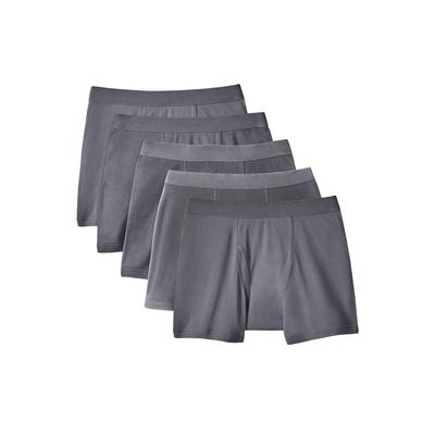 Men's Big & Tall Cotton Boxer Briefs 5-Pack by KingSize in Steel (Size XL)