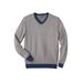 Men's Big & Tall Lightweight V-Neck Sweater by KingSize in Navy Chevron (Size 2XL)