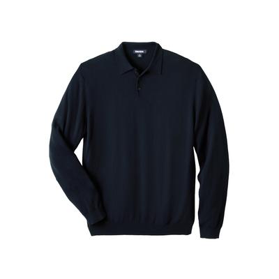 Men's Big & Tall Lightweight Polo Sweater by KingSize in Black (Size 3XL)