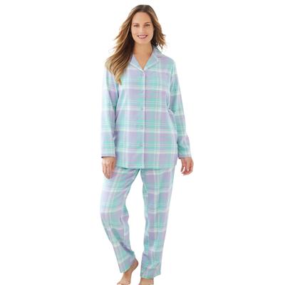 Plus Size Women's Classic Flannel Pajama Set by Dreams & Co. in Soft Iris Plaid (Size 34/36) Pajamas