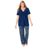 Plus Size Women's Embroidered Short-Sleeve Sleep Top by Catherines in Evening Blue (Size L)