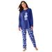 Plus Size Women's Long Sleeve Knit PJ Set by Dreams & Co. in Ultra Blue Presents (Size 22/24) Pajamas