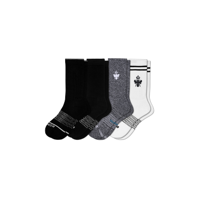 Men's Calf Sock Starter 4-Pack - Black Mix - Medium - Merino Wool Blend - Bombas