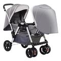 Toddler Stroller for Twins Double Infant Stroller Twin Baby Pram Stroller,Baby Stroller Twins-Cozy Compact Twin Stroller,Foldable Tandem Umbrella Stroller for Girls Boys (Color : Gray)