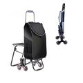 lesulety Luggage Trolley with Trolley, Foldable Shopping Trolley for Climbing Stairs, Light And Rainproof 6-Wheel Luggage Trolley,Black