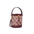 Tory Burch Women's T Monogram Chenille Mini Bucket Bag, Claret - New Cream