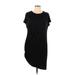 Per Se By Carlisle Casual Dress - Mini Crew Neck Short sleeves: Black Solid Dresses - Women's Size Large